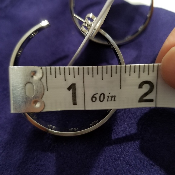 Tory Burch Silver Pierced T Hoop Earrings - Picture 6 of 6